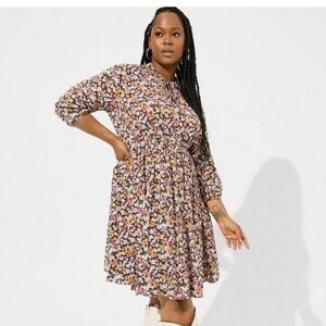 NWT Torrid Stretch Challis Dress Purple Floral Plus Size 2X